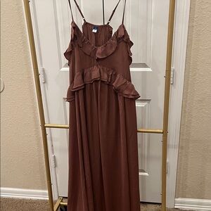 Old Navy Brown Ruffle Maxi Dress